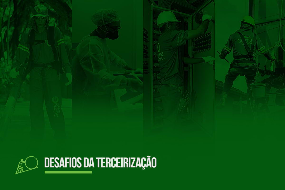 Trabalhadores enfrentando desafios na terceirização de serviços em diferentes setores.