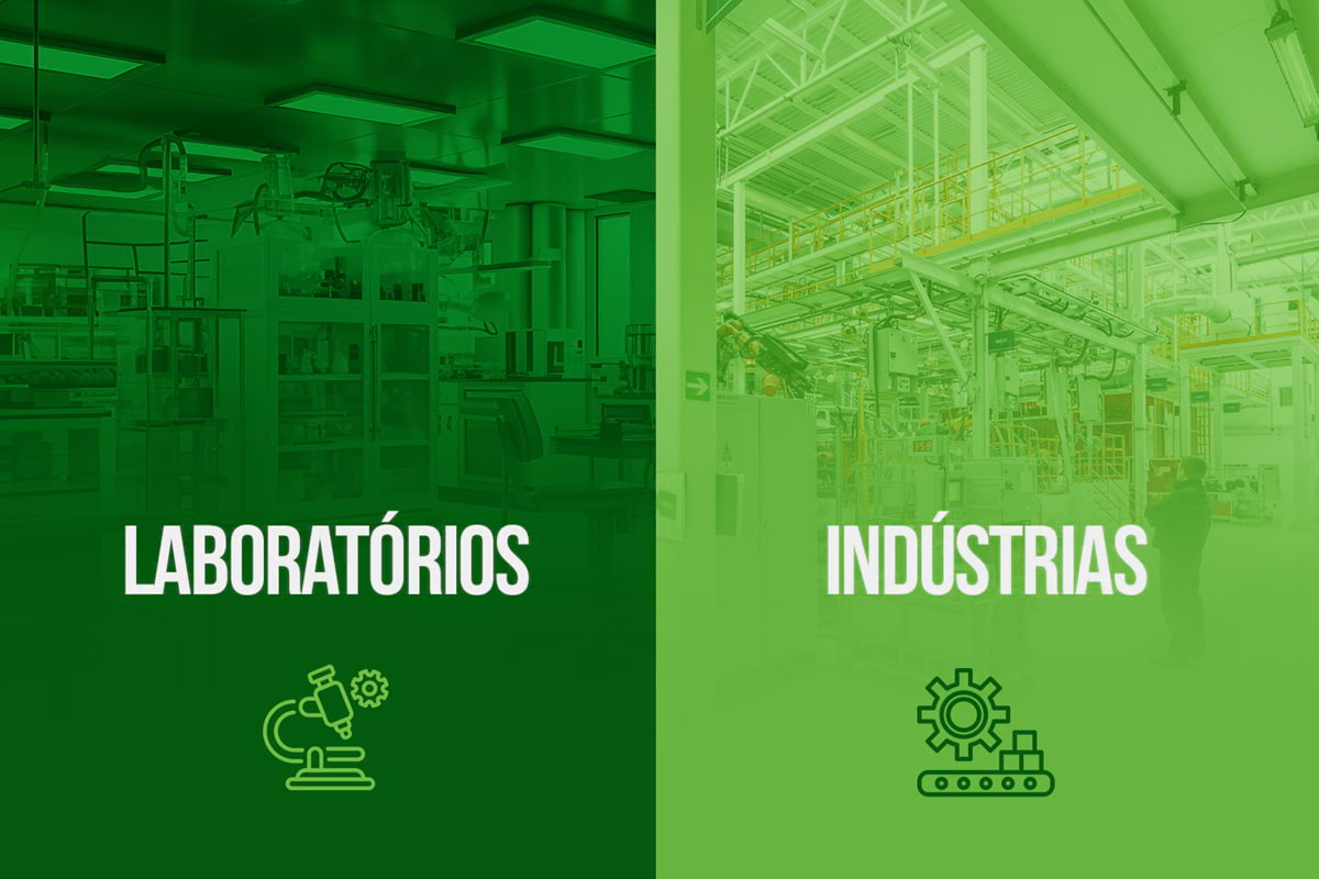 Mapa de risco em diferentes setores de trabalho como laboratórios e indústrias.