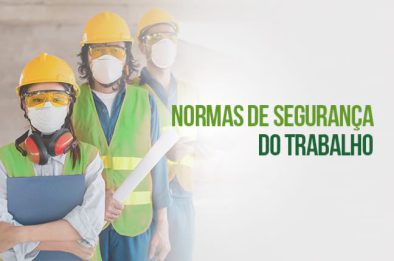 Trabalhadores da construção civil seguindo as normas de segurança do trabalho