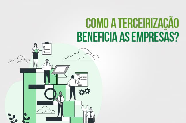 Ilustração que destaca os benefícios da terceirização para empresas em diversas áreas.