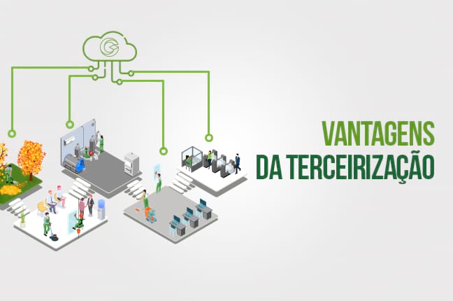 Equipe terceirizada realizando serviços gerais e demonstrando as vantagens da terceirização